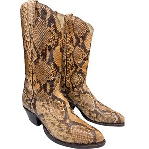 Tony Lama Snake Skin Cowboy Western Mens Boots Size 9 E